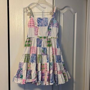 Lilly Pulitzer Pink and Blue Ruffled Tiered Sundress